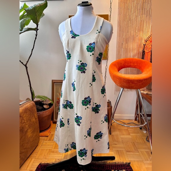 70s Vintage Floral Pinafore Sundress - Picture 1 of 5